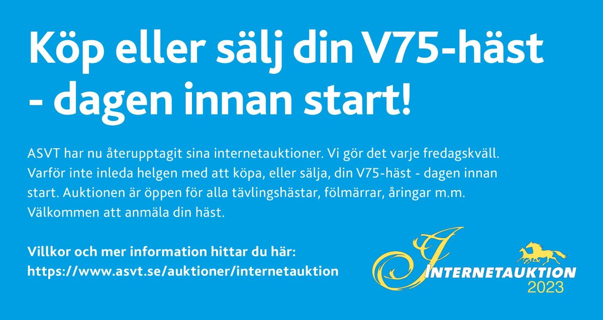 Anmälan till fredagens Internetauktion stänger 24.00 i kväll!