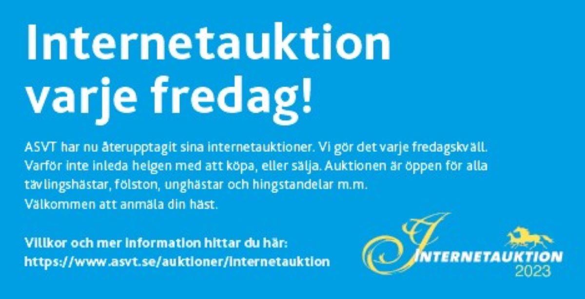 Nio hästar på kvällens Internetauktion!