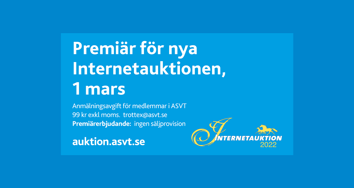 Några dagar kvar att anmäla häst till Internetauktionen!